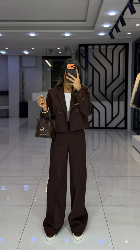 کراپ کت سامر قهوه ای