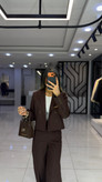 کراپ کت سامر قهوه ای